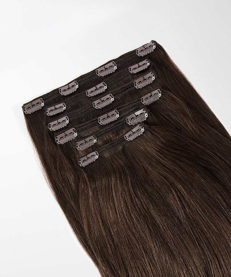 Classic Clip-ins  Straight / Max Volume / 6 pieces 2.0 Dark Brown 50 cm