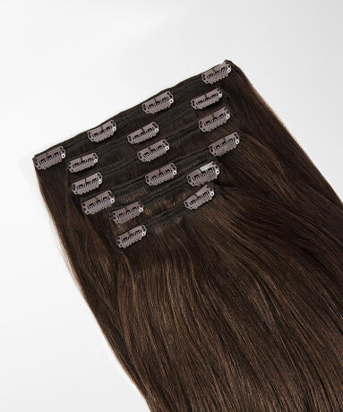 Classic Clip-ins Straight / Max Volume / 6 pieces 2.0 Dark Brown 50 cm