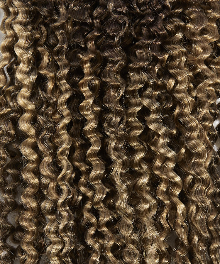 Vegan Ponytail Spiral Curls / Clip-in / Medium Volume B2.3/5.0 Hazelnut Caramel Balayage 70 cm