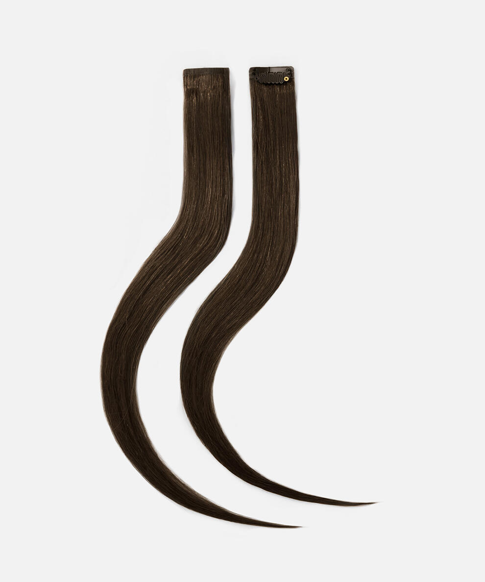 Single Invisible Clip-ins Straight / 2 pieces 1.2 Black Brown 40 cm