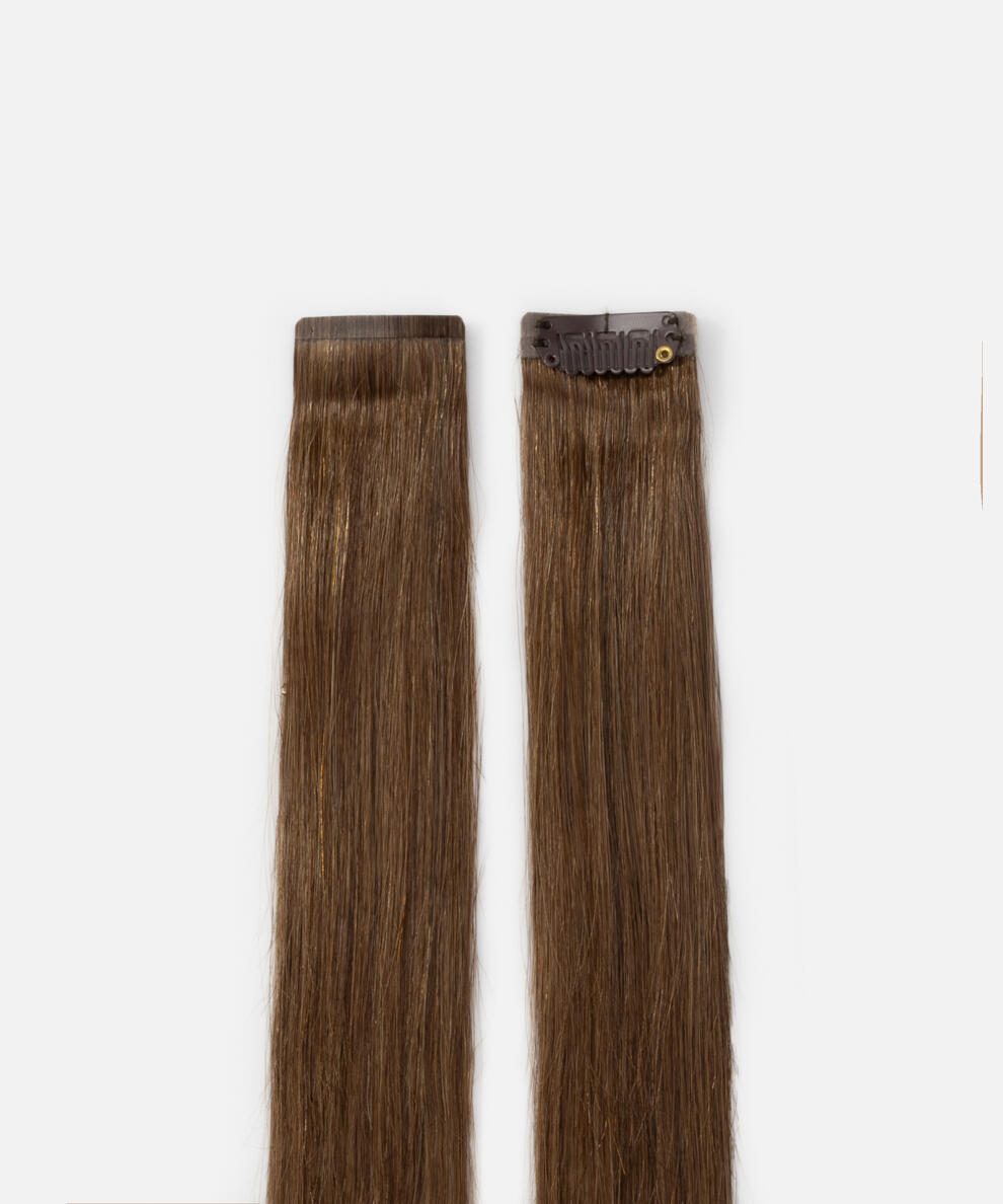 Single Invisible Clip-ins Straight / 2 pieces 2.0 Dark Brown 40 cm