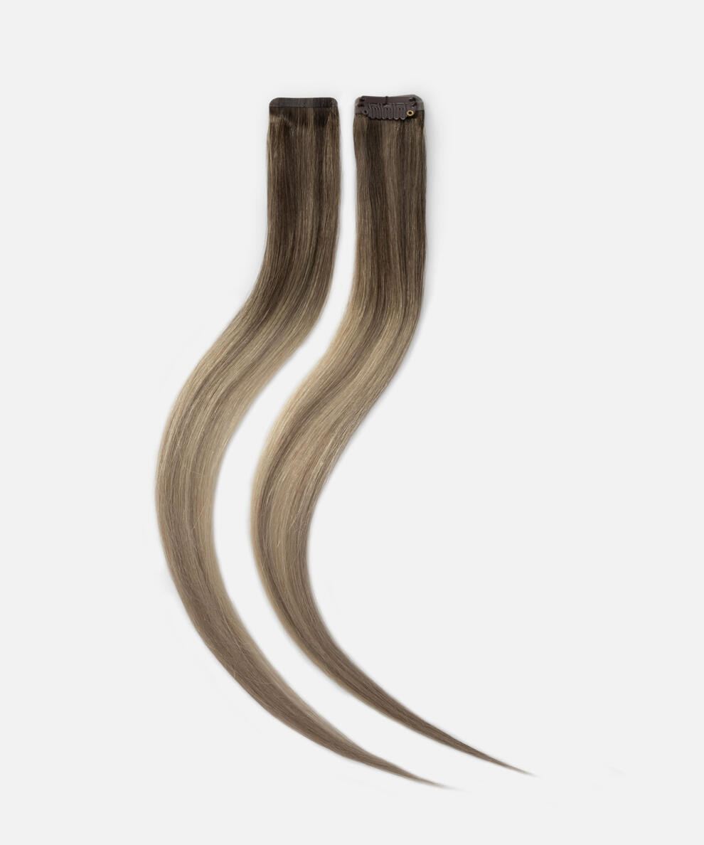 Single Invisible Clip-ins Straight / 2 pieces B2.6/10.7 Dark Ashy Blonde Balayage 40 cm