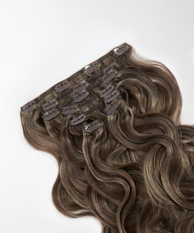 Classic Clip-ins Beach Wave / Medium Volume / 7 pieces M2.3/2.6 Dark Ashy Highlights 60 cm