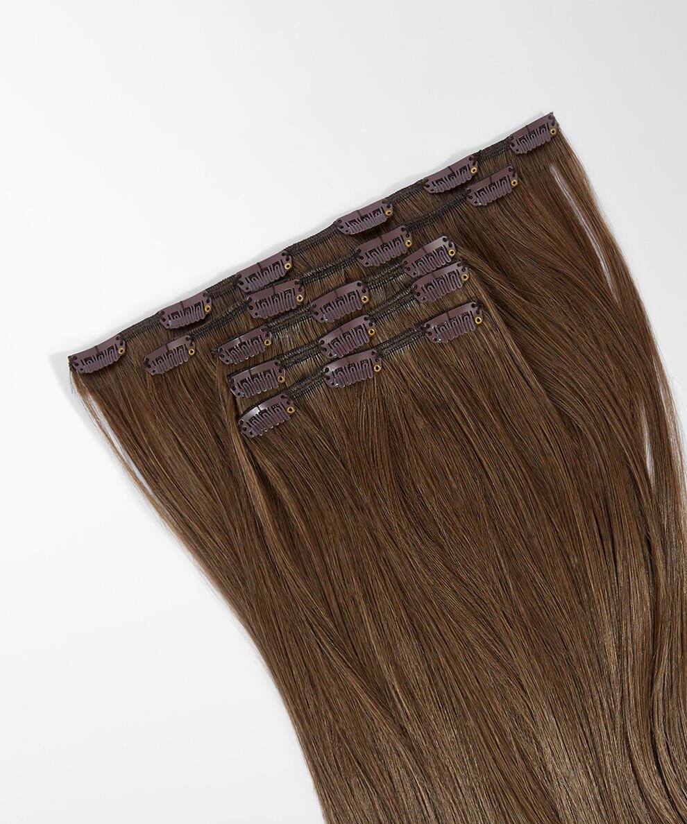 Vegan Clip-ins Straight / Medium Volume / 5 pieces 5.0 Brown 50 cm