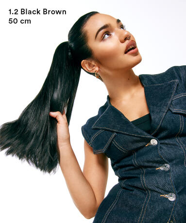 Vegan Ponytail Straight / Clip-in / Medium Volume 1.0 Black 50 cm