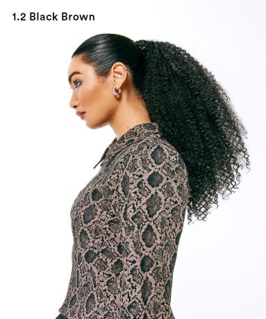 Vegan Ponytail Spiral Curls / Clip-in / Medium Volume 1.0 Black 70 cm