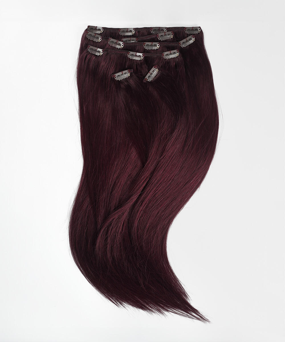 Classic Clip-ins Straight / Medium Volume / 7 pieces 6.12 Dark Mahogany Brown 50 cm