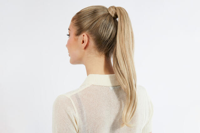 Sleek ponytail cendre ash blonde mix